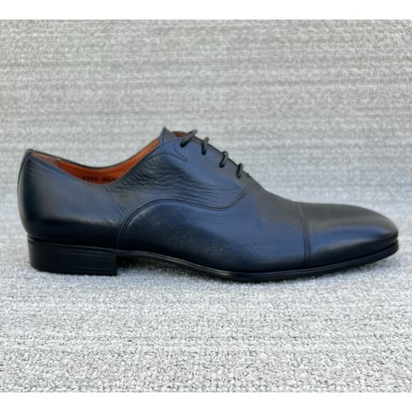 $850 SANTONI Salem Cap Toe Black Leather Dress Shoes Men\'s Size 9.5 US NEW main image 14